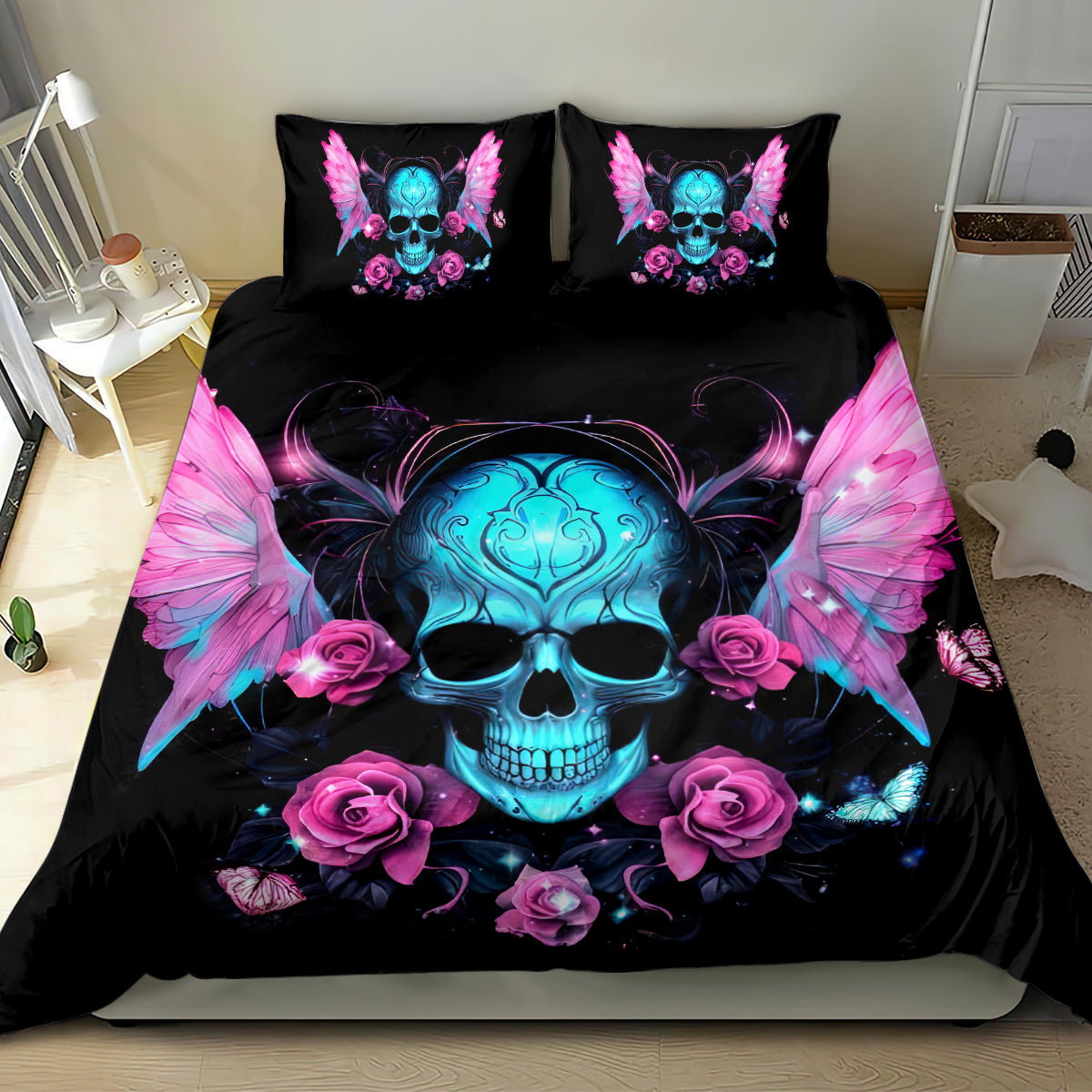 Fairy Skull Bedding Set The Good Girl In Me Got Tired Of The Bullshit - Wonder Print Shop
