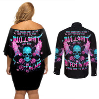 Fairy Skull Couples Matching Off Shoulder Short Dress and Long Sleeve Button Shirt The Good Girl In Me Got Tired Of The Bullshit - Wonder Print Shop