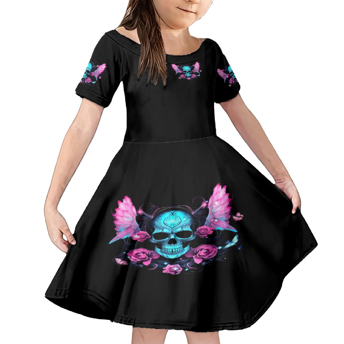 Fairy Skull Family Matching Long Sleeve Bodycon Dress and Hawaiian Shirt The Good Girl In Me Got Tired Of The Bullshit - Wonder Print Shop
