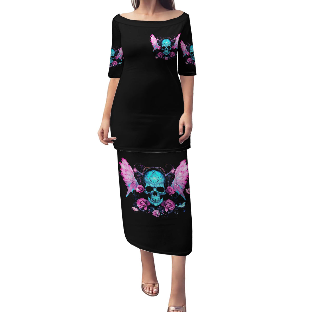 Fairy Skull Family Matching Puletasi and Hawaiian Shirt The Good Girl In Me Got Tired Of The Bullshit - Wonder Print Shop