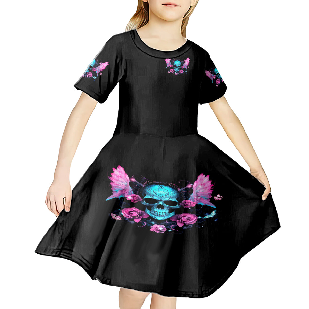 Fairy Skull Kid Short Sleeve Dress The Good Girl In Me Got Tired Of The Bullshit - Wonder Print Shop