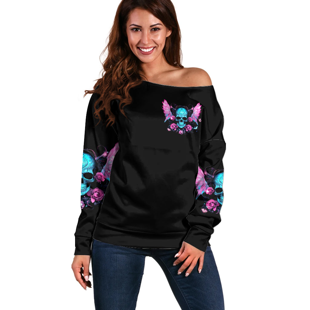 Fairy Skull Off Shoulder Sweater The Good Girl In Me Got Tired Of The Bullshit - Wonder Print Shop