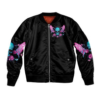 Fairy Skull Sleeve Zip Bomber Jacket The Good Girl In Me Got Tired Of The Bullshit - Wonder Print Shop