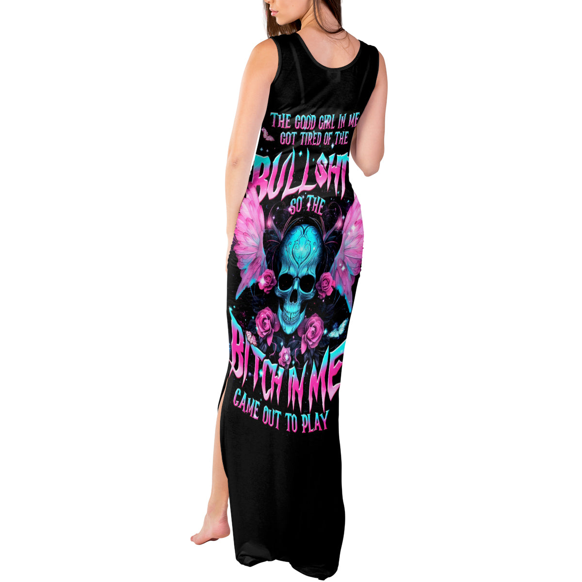 Fairy Skull Tank Maxi Dress The Good Girl In Me Got Tired Of The Bullshit - Wonder Print Shop