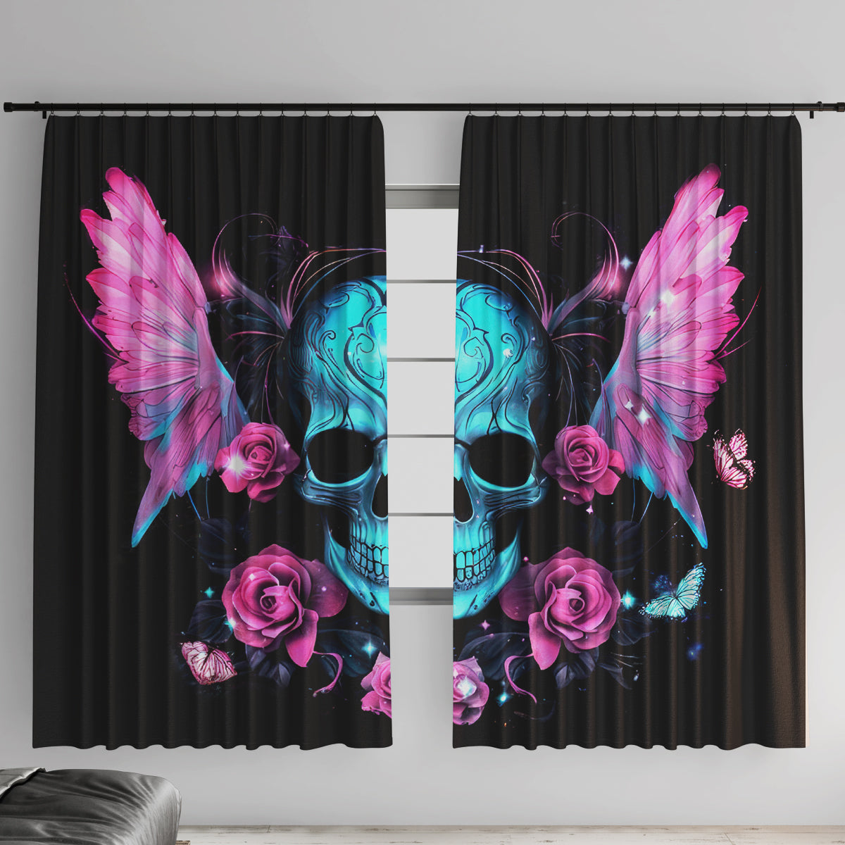 Fairy Skull Window Curtain The Good Girl In Me Got Tired Of The Bullshit - Wonder Print Shop