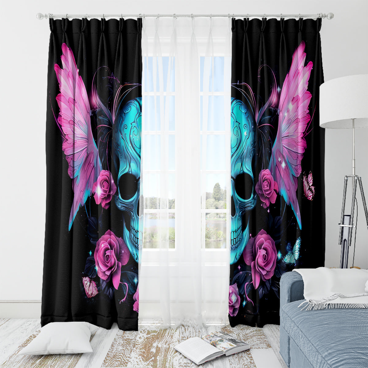 Fairy Skull Window Curtain The Good Girl In Me Got Tired Of The Bullshit - Wonder Print Shop