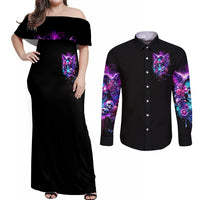 Fairy Skull Couples Matching Off Shoulder Maxi Dress and Long Sleeve Button Shirt The Good Girl In Me Got Tired Of The Bullshit - Wonder Print Shop