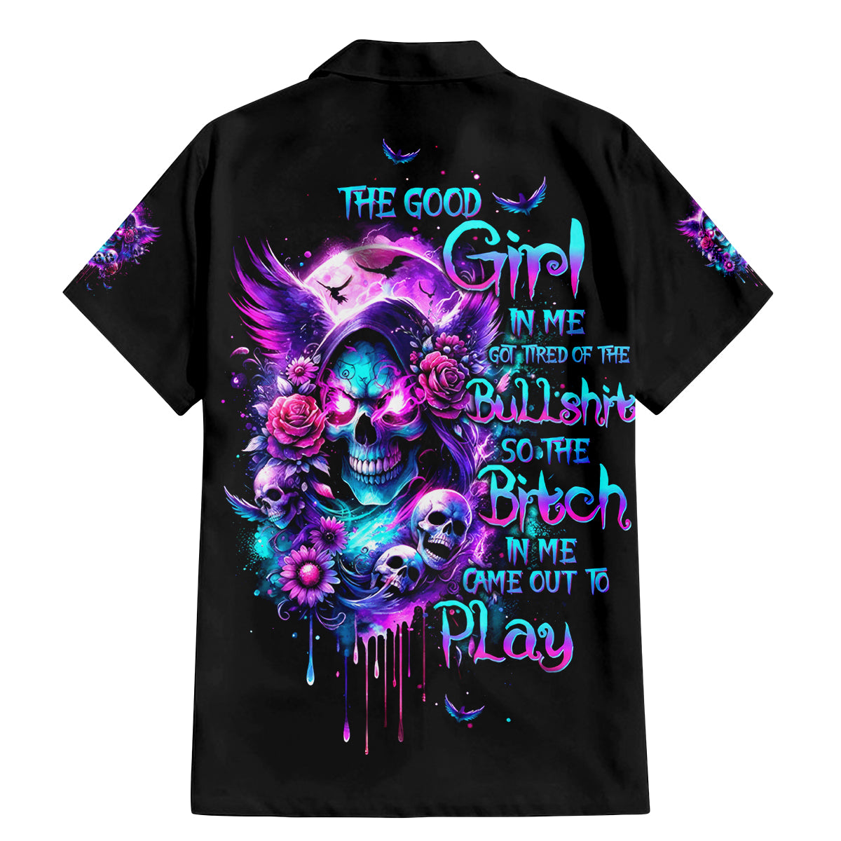 Fairy Skull Family Matching Mermaid Dress and Hawaiian Shirt The Good Girl In Me Got Tired Of The Bullshit - Wonder Print Shop