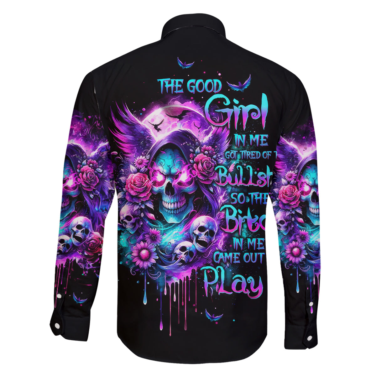 Fairy Skull Family Matching Mermaid Dress and Hawaiian Shirt The Good Girl In Me Got Tired Of The Bullshit - Wonder Print Shop