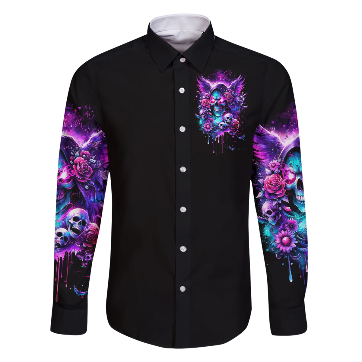 Fairy Skull Family Matching Off Shoulder Long Sleeve Dress and Hawaiian Shirt The Good Girl In Me Got Tired Of The Bullshit - Wonder Print Shop