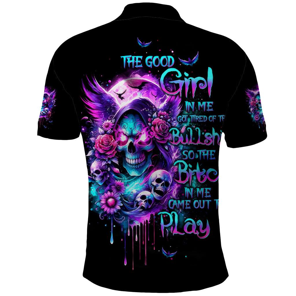 Fairy Skull Polo Shirt The Good Girl In Me Got Tired Of The Bullshit - Wonder Print Shop