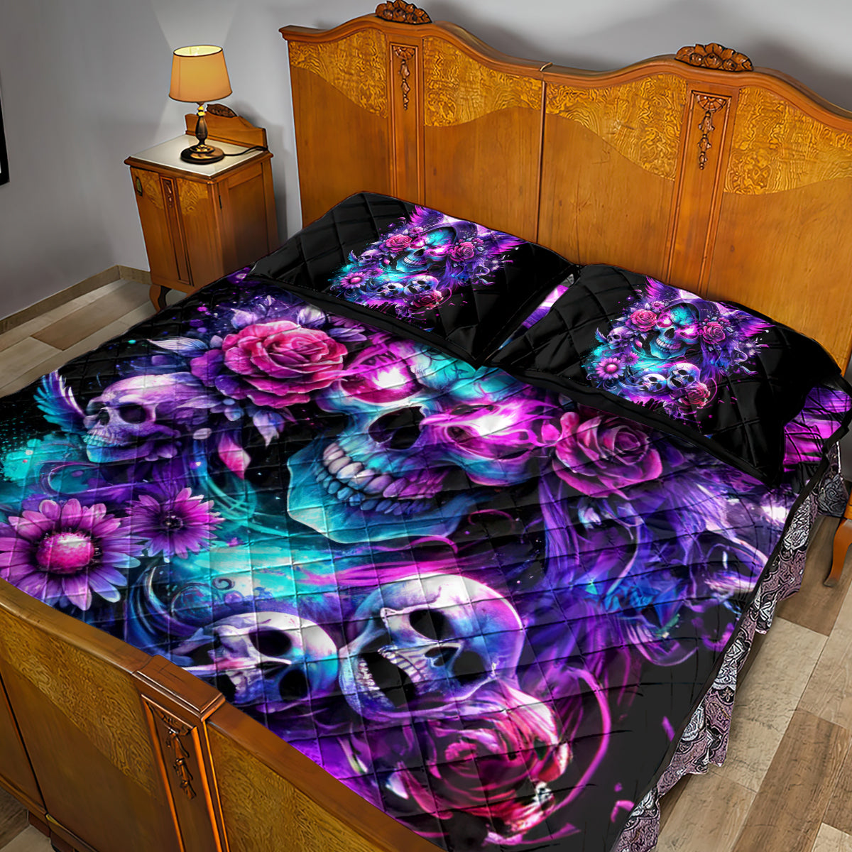 Fairy Skull Quilt Bed Set The Good Girl In Me Got Tired Of The Bullshit - Wonder Print Shop