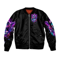 Fairy Skull Sleeve Zip Bomber Jacket The Good Girl In Me Got Tired Of The Bullshit - Wonder Print Shop