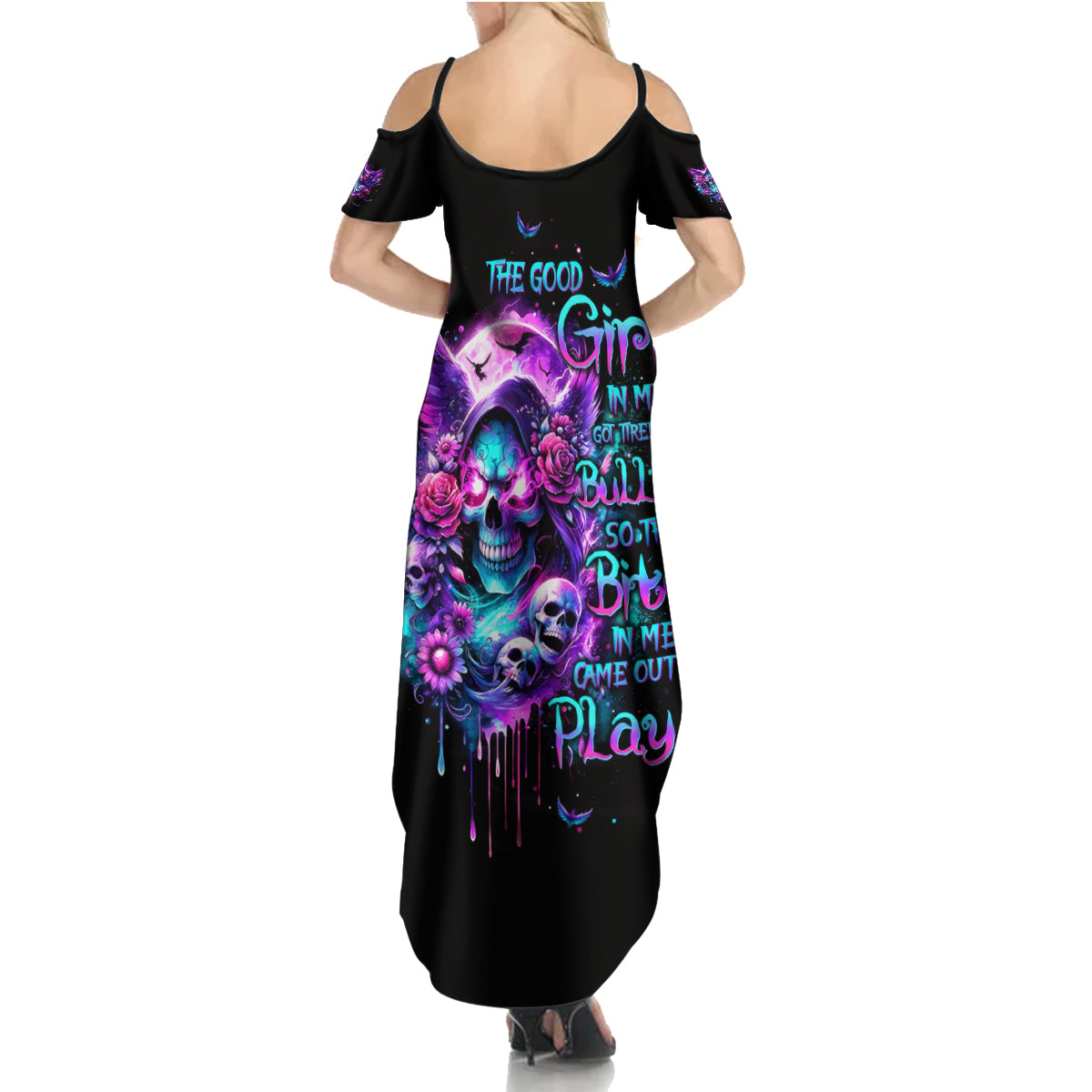 Fairy Skull Summer Maxi Dress The Good Girl In Me Got Tired Of The Bullshit - Wonder Print Shop