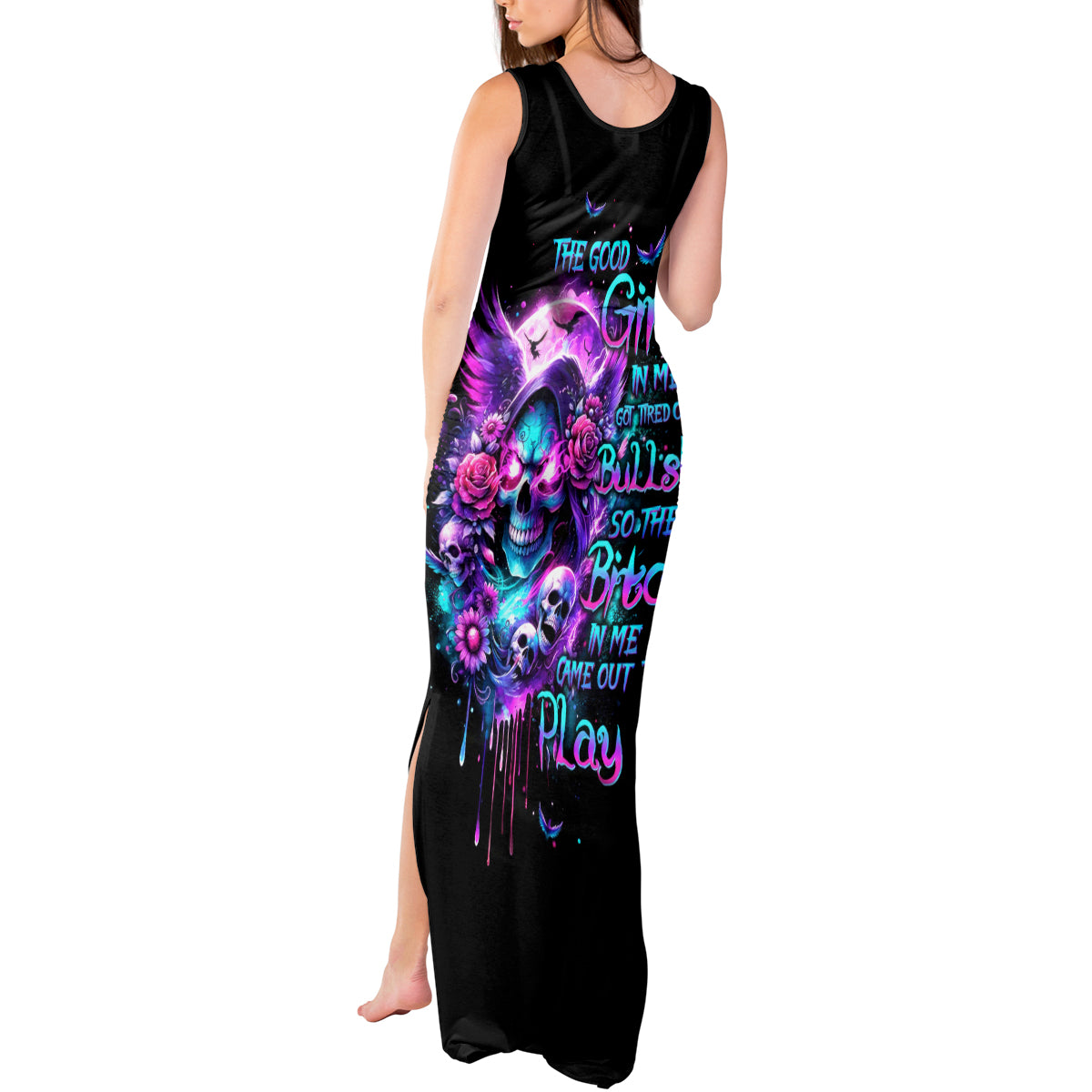 Fairy Skull Tank Maxi Dress The Good Girl In Me Got Tired Of The Bullshit - Wonder Print Shop