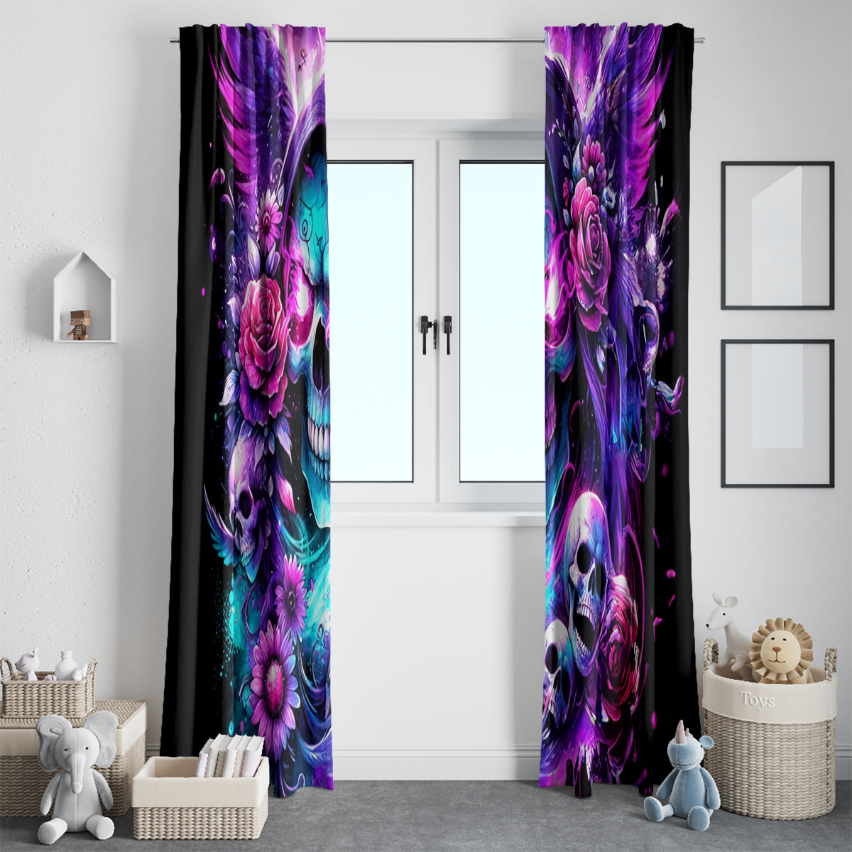 Fairy Skull Window Curtain The Good Girl In Me Got Tired Of The Bullshit - Wonder Print Shop