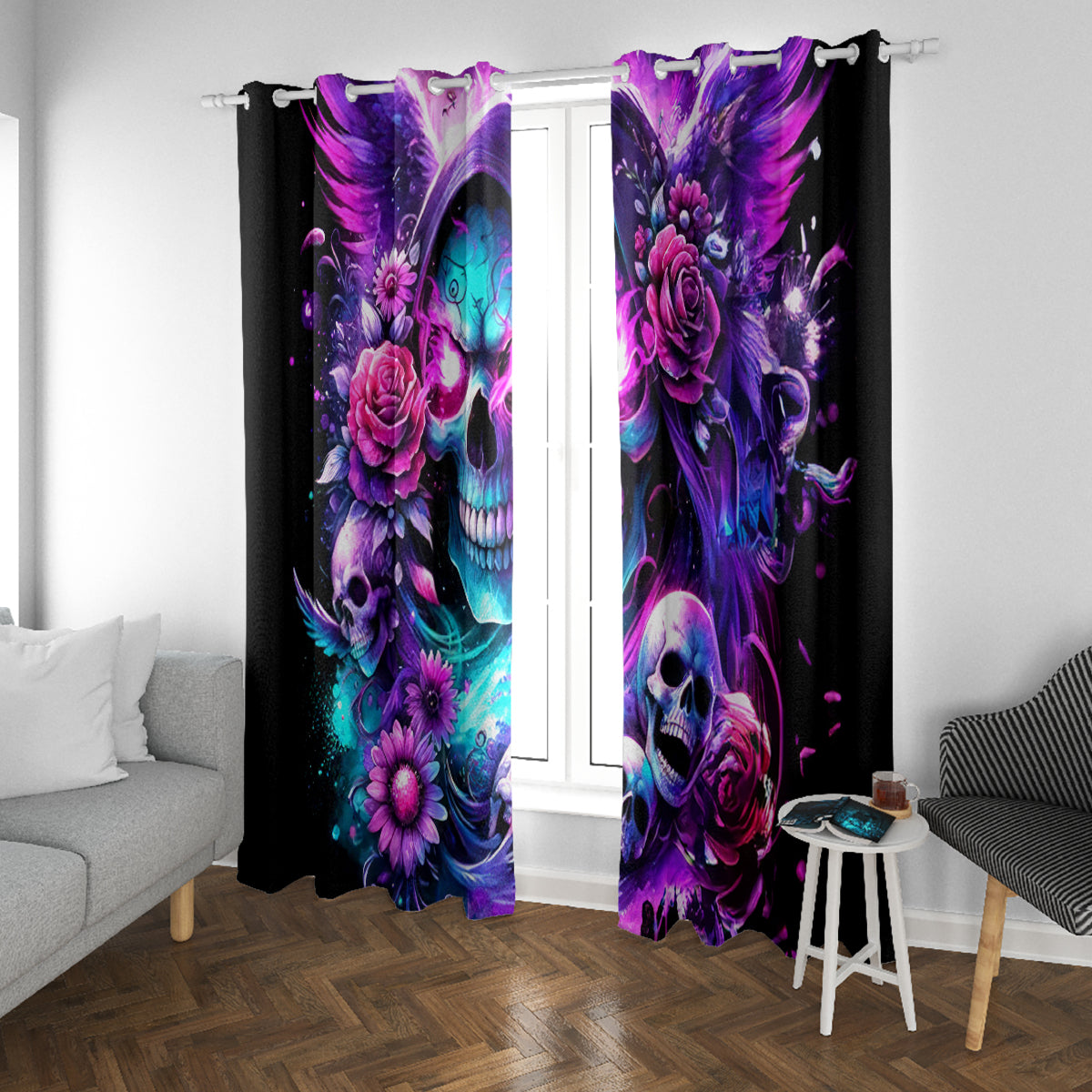 Fairy Skull Window Curtain The Good Girl In Me Got Tired Of The Bullshit - Wonder Print Shop