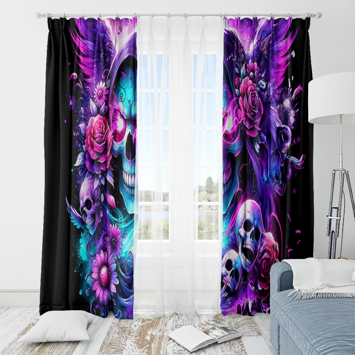 Fairy Skull Window Curtain The Good Girl In Me Got Tired Of The Bullshit - Wonder Print Shop