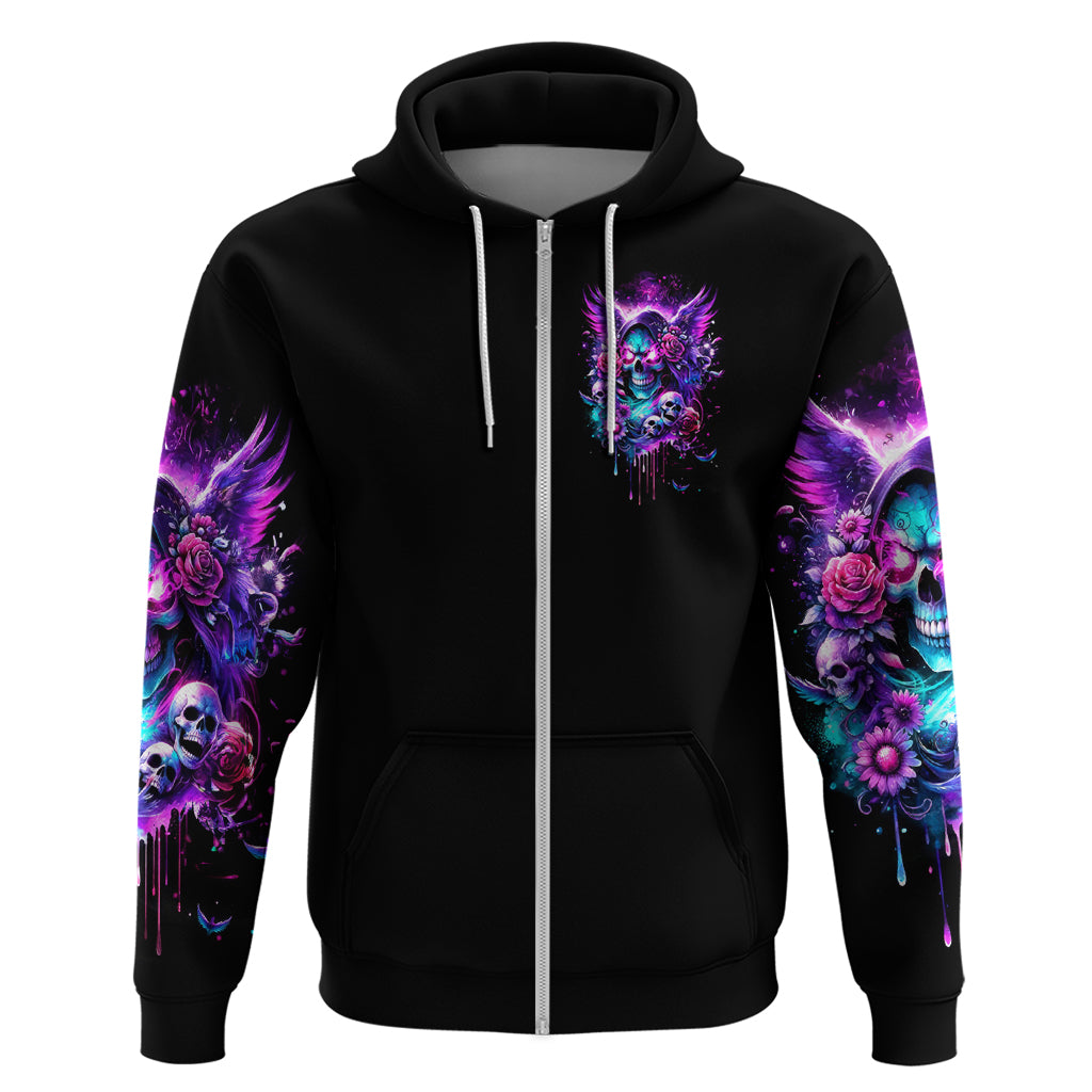 Fairy Skull Zip Hoodie The Good Girl In Me Got Tired Of The Bullshit - Wonder Print Shop