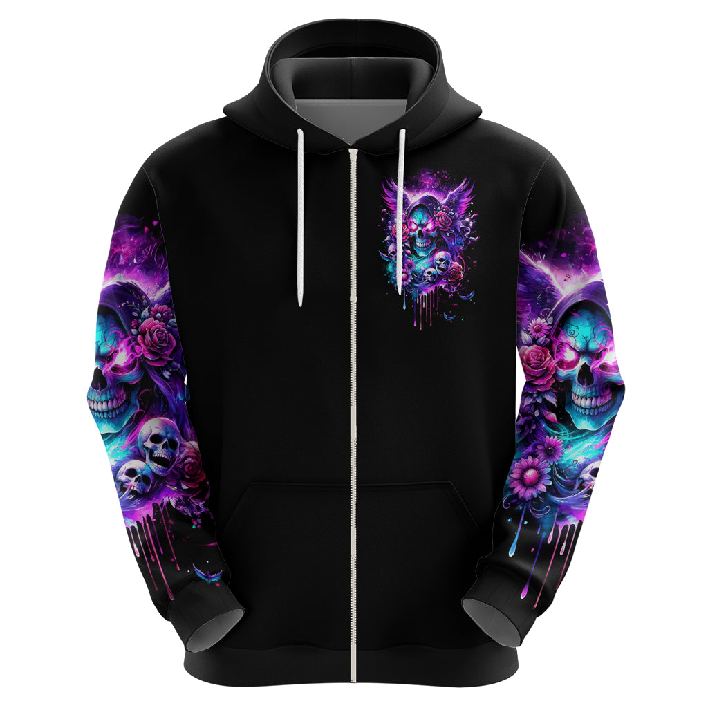Fairy Skull Zip Hoodie The Good Girl In Me Got Tired Of The Bullshit - Wonder Print Shop