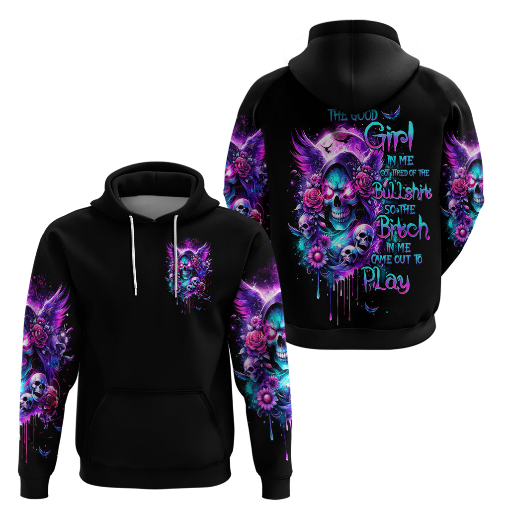 Fairy Skull Zip Hoodie The Good Girl In Me Got Tired Of The Bullshit - Wonder Print Shop