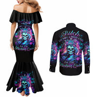 Queen Skull Couples Matching Mermaid Dress and Long Sleeve Button Shirt Bitch I'm The Fucking Queen