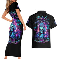 Queen Skull Couples Matching Short Sleeve Bodycon Dress and Hawaiian Shirt Bitch I'm The Fucking Queen - Wonder Print Shop