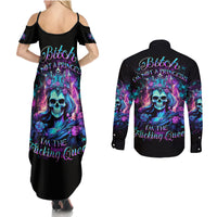 Queen Skull Couples Matching Summer Maxi Dress and Long Sleeve Button Shirt Bitch I'm The Fucking Queen - Wonder Print Shop