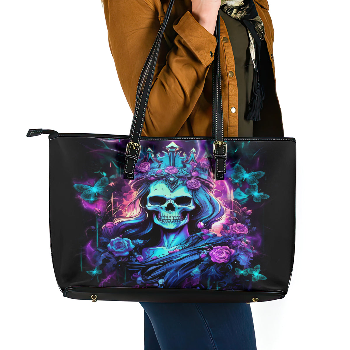 Queen Skull Leather Tote Bag Bitch I'm The Fucking Queen - Wonder Print Shop