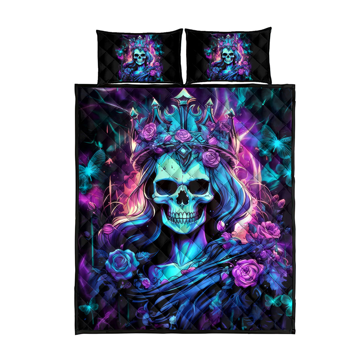Queen Skull Quilt Bed Set Bitch I'm The Fucking Queen - Wonder Print Shop