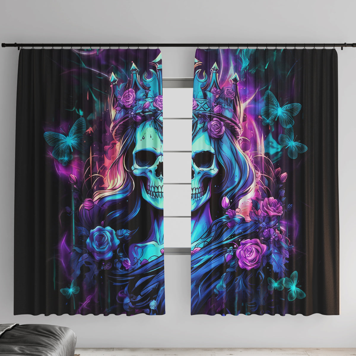 Queen Skull Window Curtain Bitch I'm The Fucking Queen - Wonder Print Shop