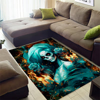 Flame Girl Skull Area Rug Assuming I Was Like Most Girls Was Your First Mistake - Wonder Print Shop