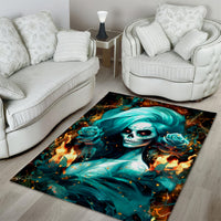 Flame Girl Skull Area Rug Assuming I Was Like Most Girls Was Your First Mistake - Wonder Print Shop