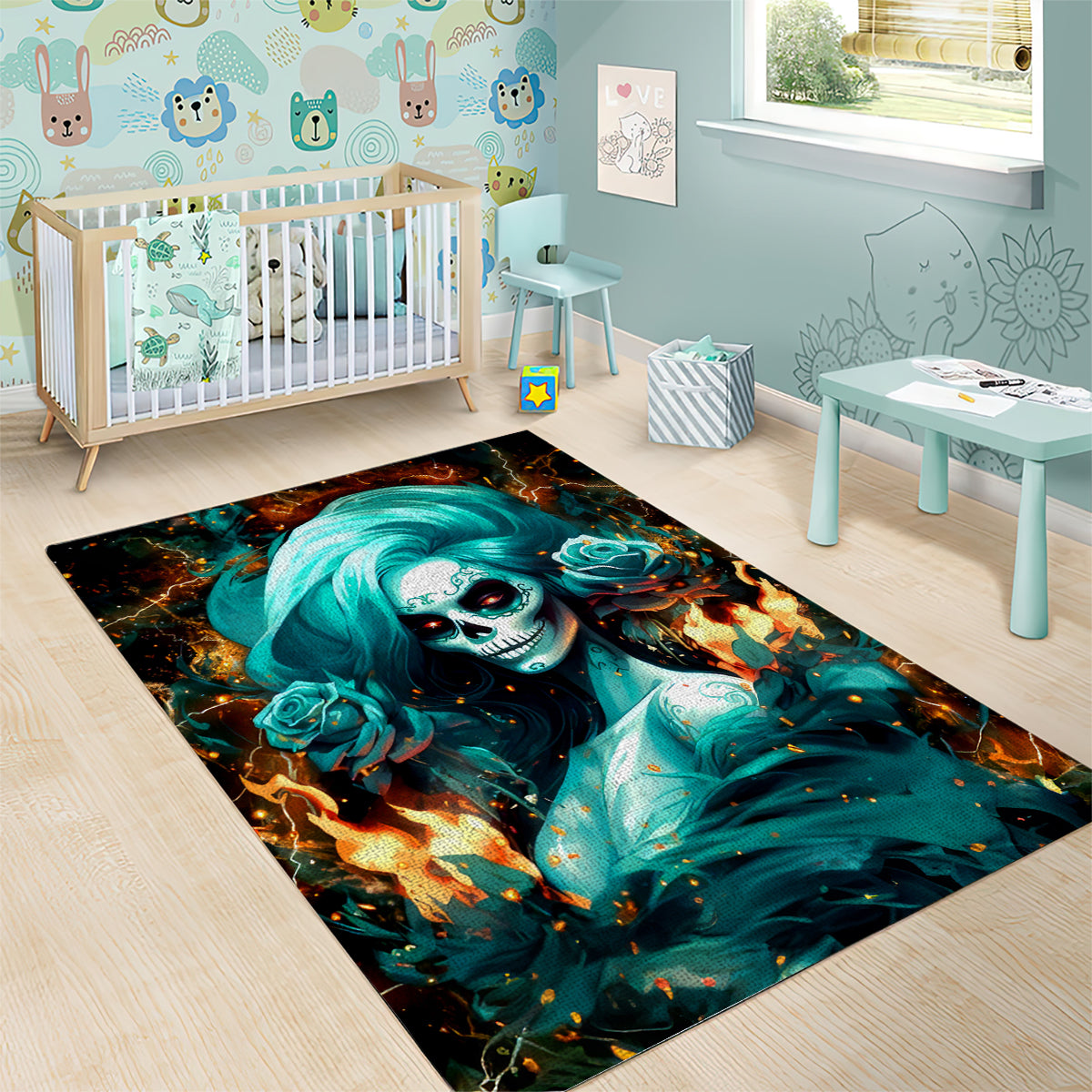 Flame Girl Skull Area Rug Assuming I Was Like Most Girls Was Your First Mistake - Wonder Print Shop