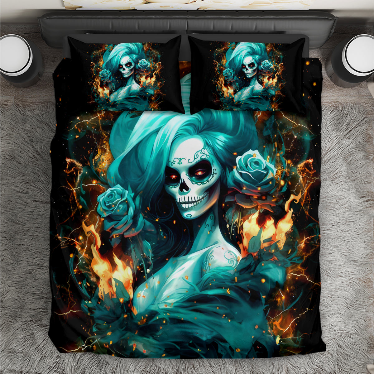 Flame Girl Skull Bedding Set Assuming I Was Like Most Girls Was Your First Mistake