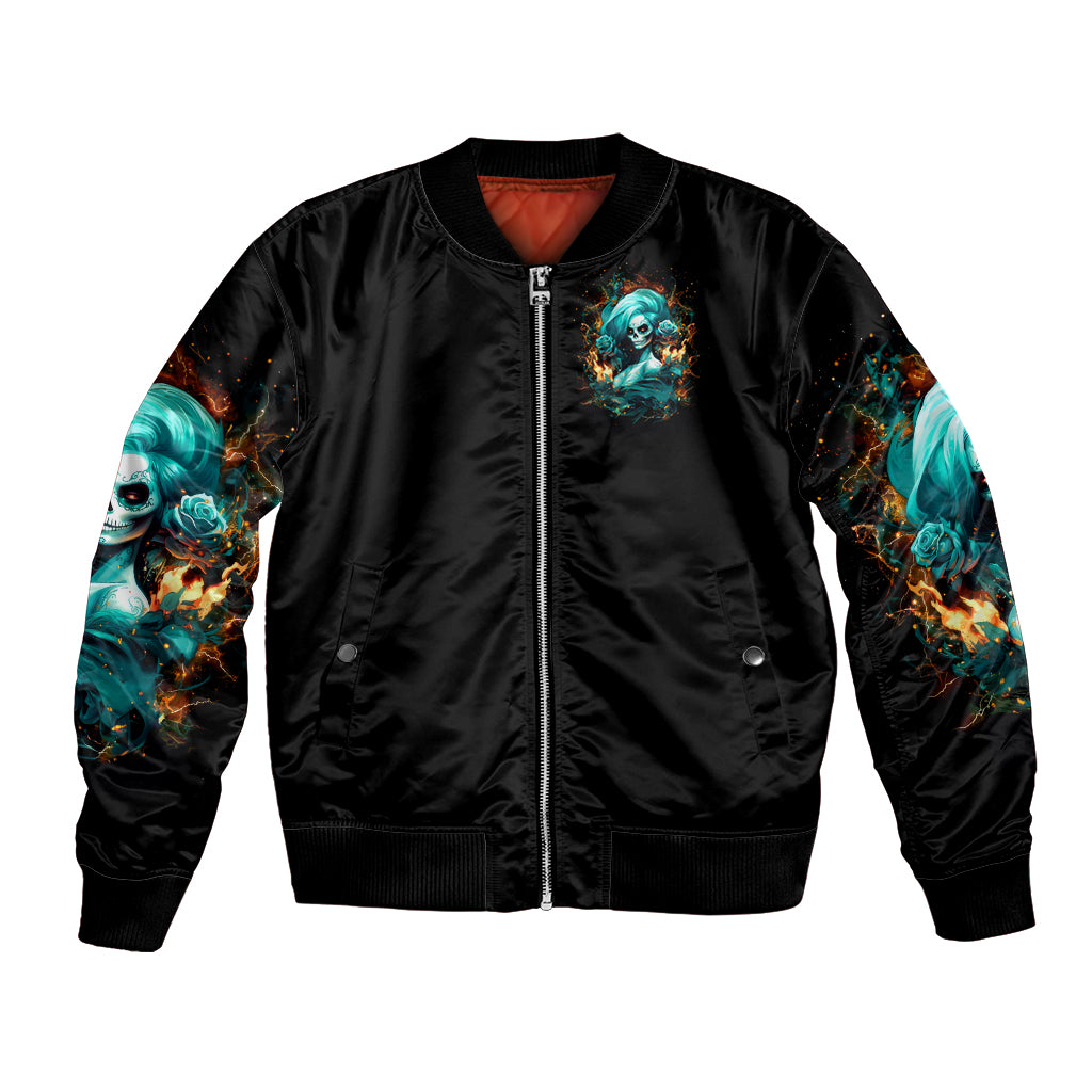 Flame Girl Skull Bomber Jacket Assuming I Was Like Most Girls Was Your First Mistake - Wonder Print Shop