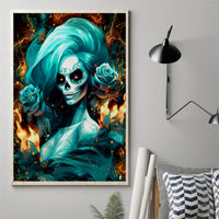 Flame Girl Skull Canvas Wall Art Assuming I Was Like Most Girls Was Your First Mistake - Wonder Print Shop