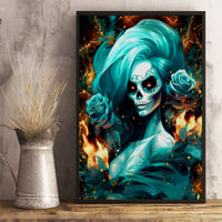 Flame Girl Skull Canvas Wall Art Assuming I Was Like Most Girls Was Your First Mistake - Wonder Print Shop