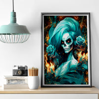 Flame Girl Skull Canvas Wall Art Assuming I Was Like Most Girls Was Your First Mistake - Wonder Print Shop