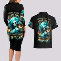 Flame Girl Skull Couples Matching Long Sleeve Bodycon Dress and Hawaiian Shirt Assuming I Was Like Most Girls Was Your First Mistake - Wonder Print Shop