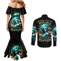 Flame Girl Skull Couples Matching Mermaid Dress and Long Sleeve Button Shirt Assuming I Was Like Most Girls Was Your First Mistake
