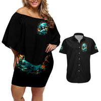 Flame Girl Skull Couples Matching Off Shoulder Short Dress and Hawaiian Shirt Assuming I Was Like Most Girls Was Your First Mistake - Wonder Print Shop