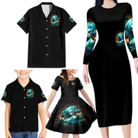 Flame Girl Skull Family Matching Long Sleeve Bodycon Dress and Hawaiian Shirt Assuming I Was Like Most Girls Was Your First Mistake - Wonder Print Shop