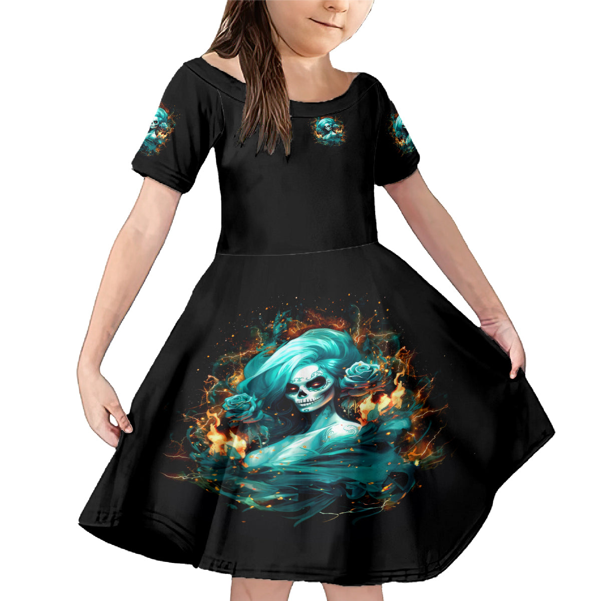 Flame Girl Skull Family Matching Mermaid Dress and Hawaiian Shirt Assuming I Was Like Most Girls Was Your First Mistake - Wonder Print Shop