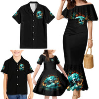 Flame Girl Skull Family Matching Mermaid Dress and Hawaiian Shirt Assuming I Was Like Most Girls Was Your First Mistake - Wonder Print Shop