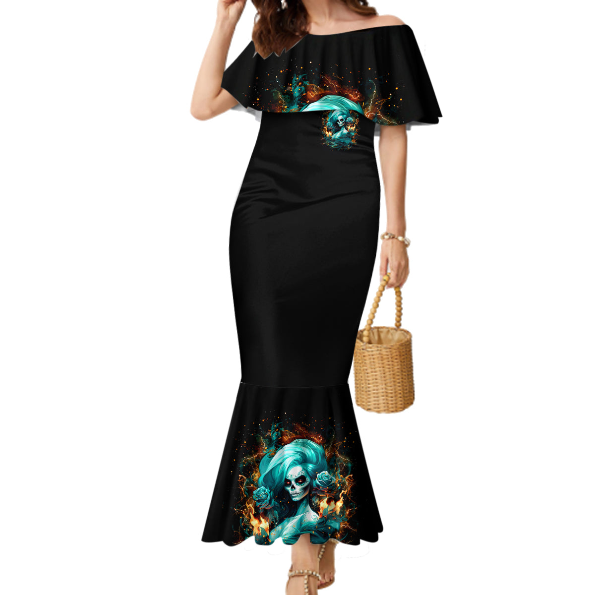 Flame Girl Skull Family Matching Mermaid Dress and Hawaiian Shirt Assuming I Was Like Most Girls Was Your First Mistake - Wonder Print Shop