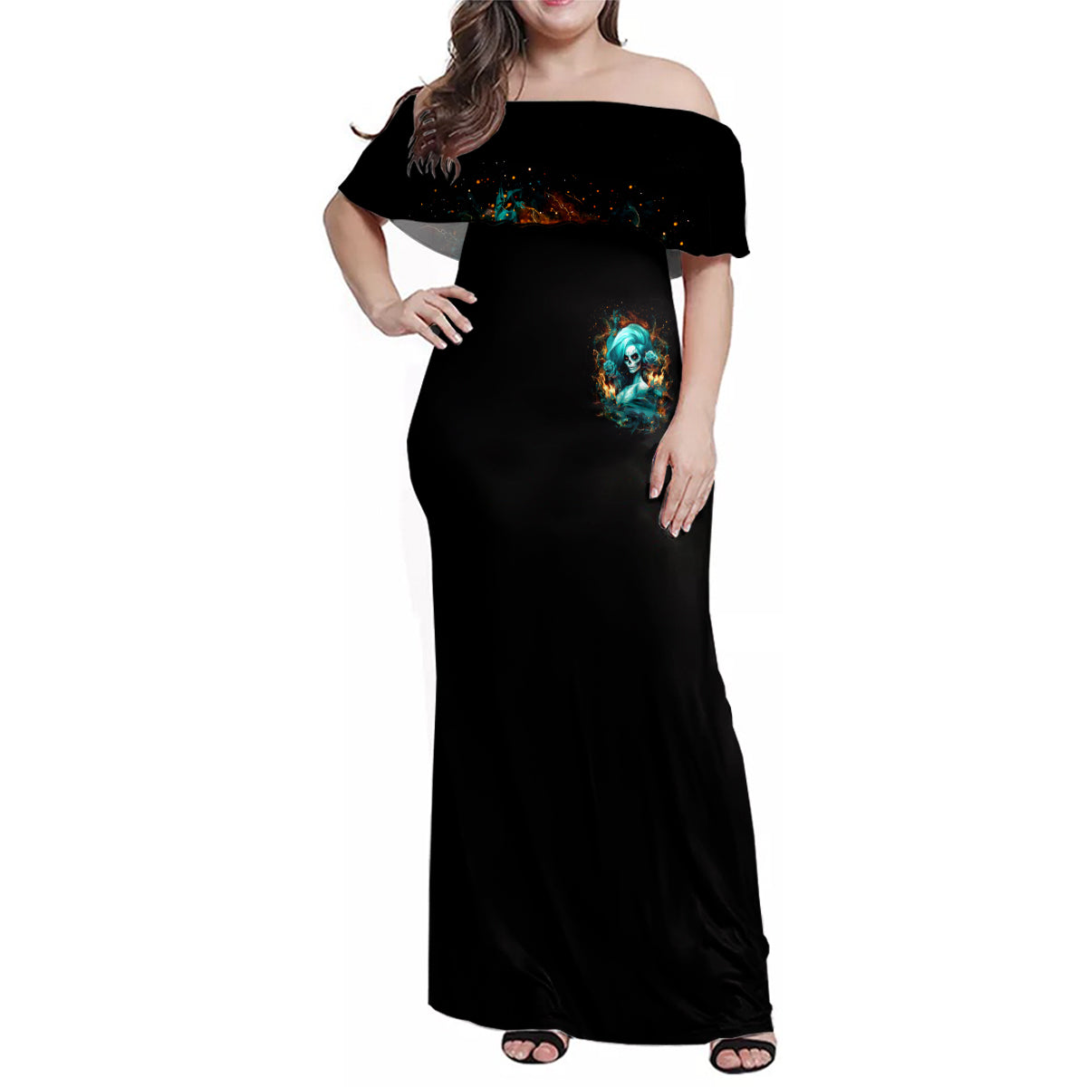 Flame Girl Skull Family Matching Off Shoulder Maxi Dress and Hawaiian Shirt Assuming I Was Like Most Girls Was Your First Mistake - Wonder Print Shop