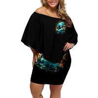 Flame Girl Skull Family Matching Off Shoulder Short Dress and Hawaiian Shirt Assuming I Was Like Most Girls Was Your First Mistake - Wonder Print Shop
