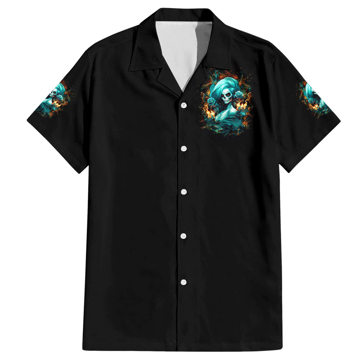 Flame Girl Skull Hawaiian Shirt Assuming I Was Like Most Girls Was Your First Mistake - Wonder Print Shop