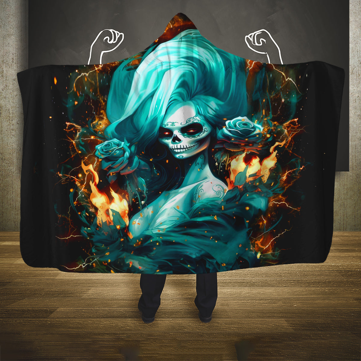 Flame Girl Skull Hooded Blanket Assuming I Was Like Most Girls Was Your First Mistake